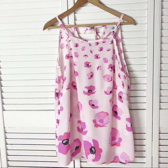 CAbi Tops - Cabi floating poppies tie back halter top